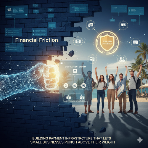 split-pay.us platform visualization showing multi-vendor payment flow